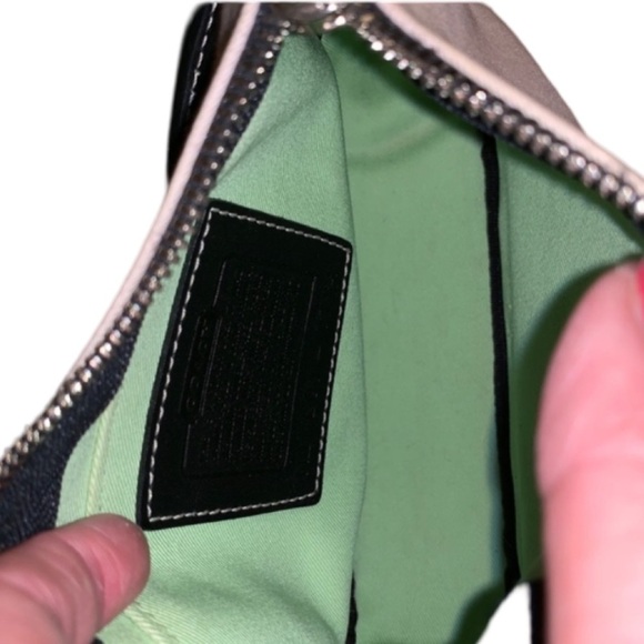 Coach Vintage Mini Bag Pale Pink with Apple Green Interior Black Leather Accents - Picture 3 of 8